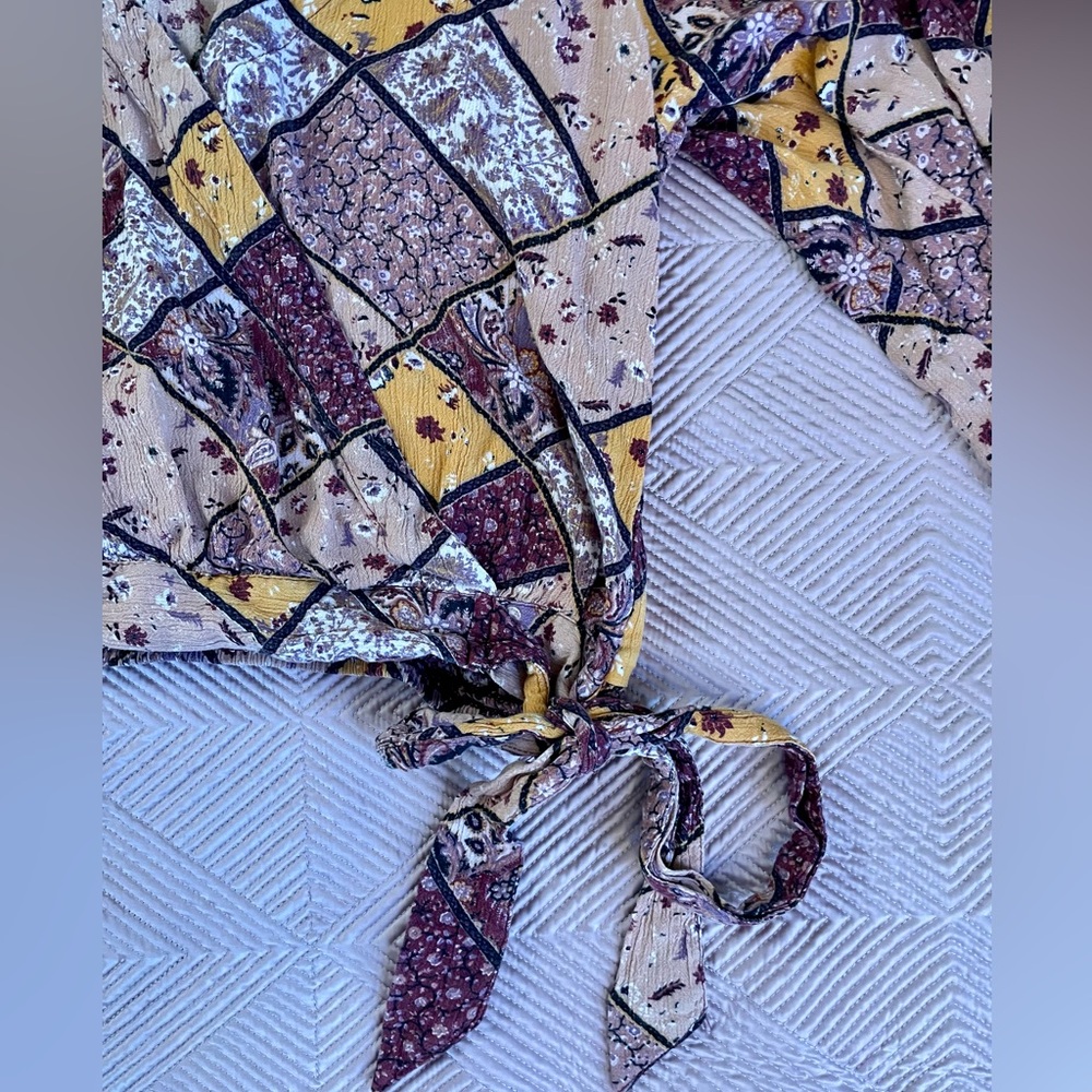 American Eagle Patchwork Peasant Top M - image 4